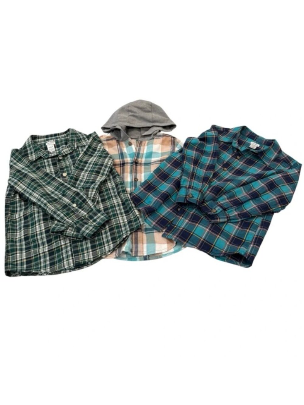 Carter's Boys Green Plaid 3 Piece Button Down Long Sleeve Shirt Bundle 6
